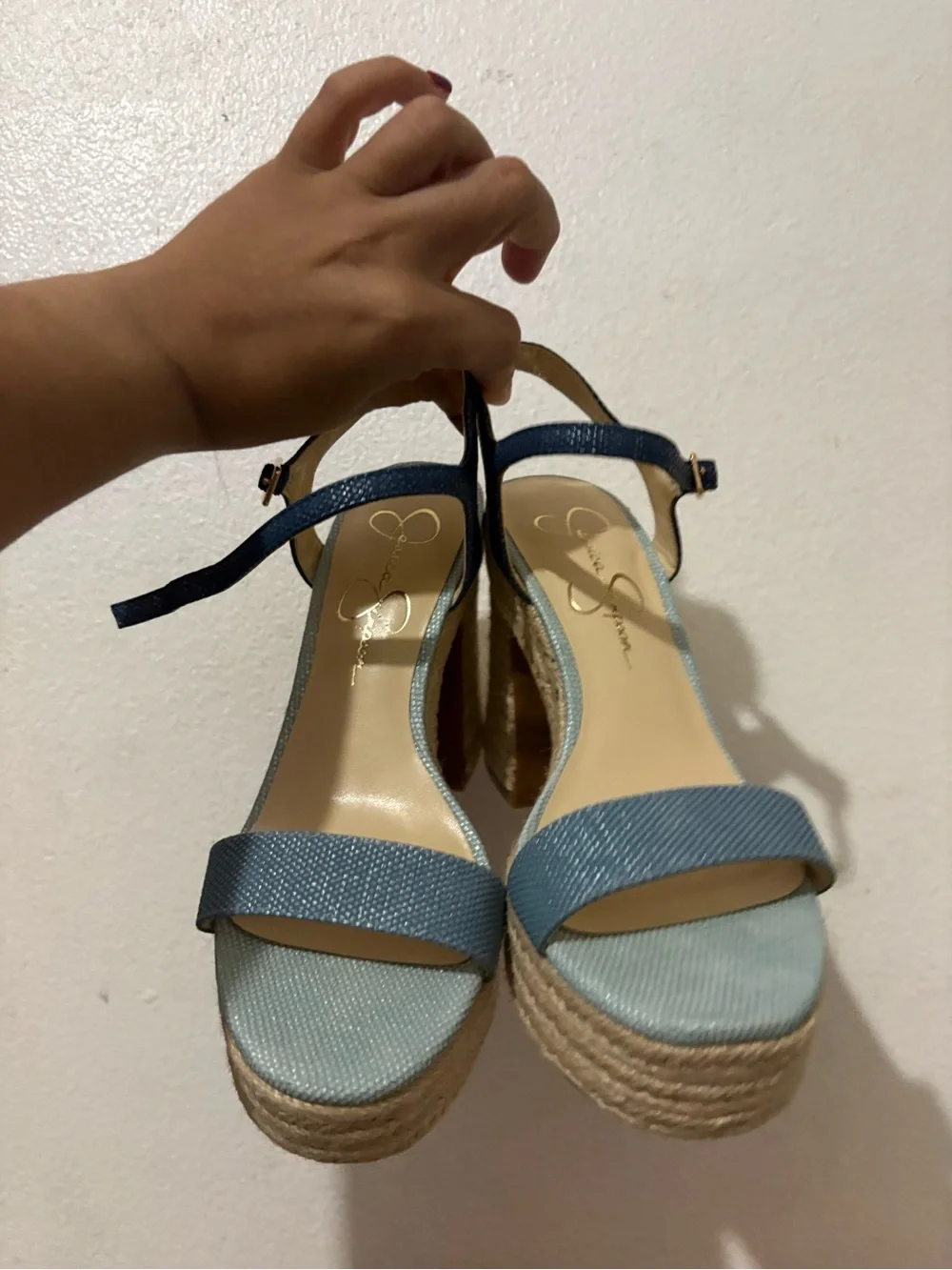 Jessica Simpson Blue Platform Espadrille Sandals with Ankle Strap